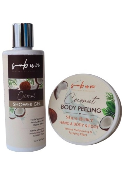 Hindistan Cevizi Özlü Duş Jeli + Peeling Ikili Set: Derinlemesine Bakım ve Ferahlatıcı Etki