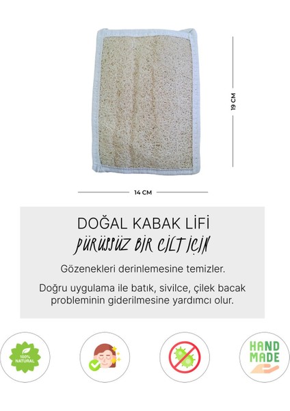 Doğal Kabak Lifi Kare Kese, Banyo Kesesi, Organik, Cilt Bakımı