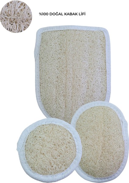 Doğal Kabak Lifi Eldiven + Oval + Yüz, Banyo Kesesi, Organik, Cilt Bakımı