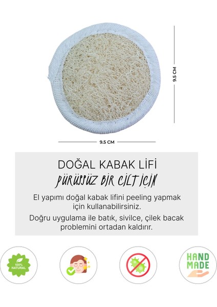 Doğal Kabak Lifi Yüz Pedi Peeling, Banyo Kesesi, Organik, Cilt Bakımı