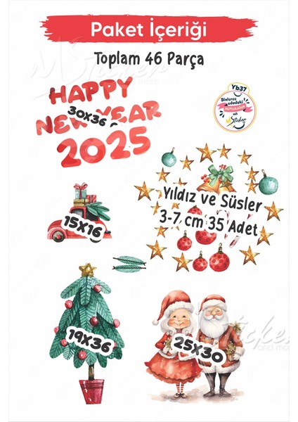 Hoşgeldin 2025, Happy New Year 2025 Yeni Yıl Kış Konseptli Sevimli Noel Baba ve Ağaçlar Figürler modelleri