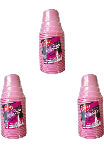 Party Dreams Parti Davet Piknik Renkli Plastik Sert Mika Bardak - Pembe - 25'li 3 Paket