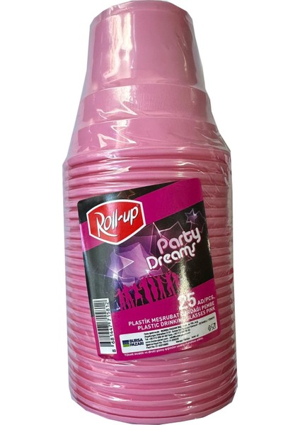 Party Dreams Parti Davet Piknik Renkli Plastik Sert Mika Bardak - Pembe - 25'li 3 Paket