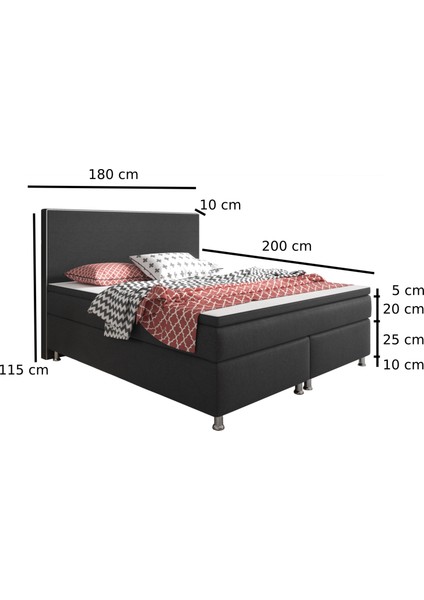 King Size 3 Lü Set (Yatak+Baza+Başlık) Çift Kişilik