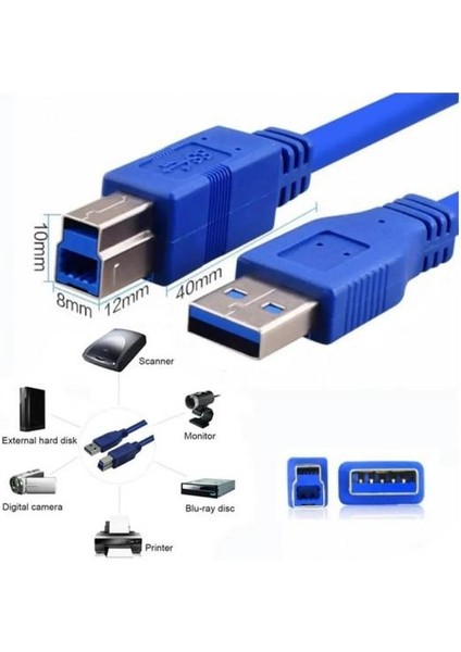 1 Metre USB 3.0 Yazıcı Kablosu 1 Metre USB 3.0 Printer Kablosu Am Bm Kablo