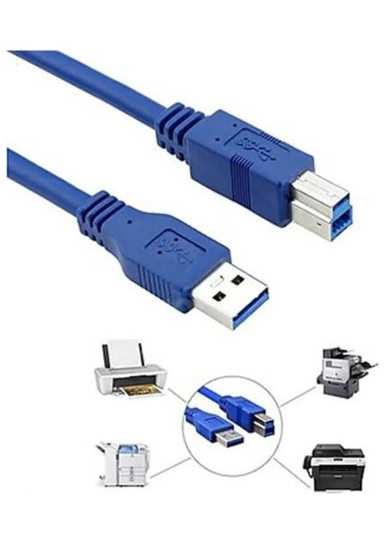 1 Metre USB 3.0 Yazıcı Kablosu 1 Metre USB 3.0 Printer Kablosu Am Bm Kablo