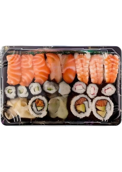 Sushi Kabı Plastik Servis Seti Büyük 13 x 21 cm modelleri