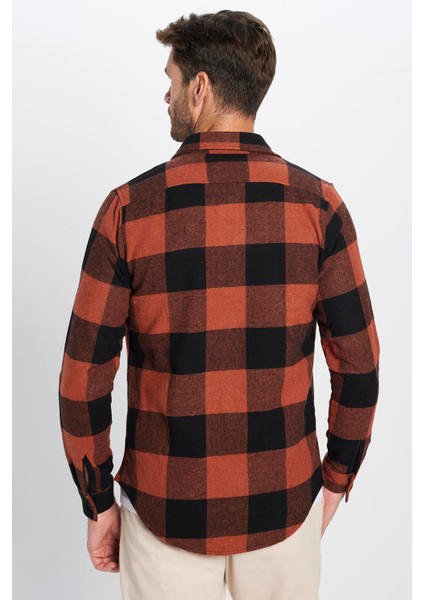 Erkek Slim Fit Dar Kesim Oduncu Çift Cep Kapaklı Kareli Kışlık Gömlek indirimleri