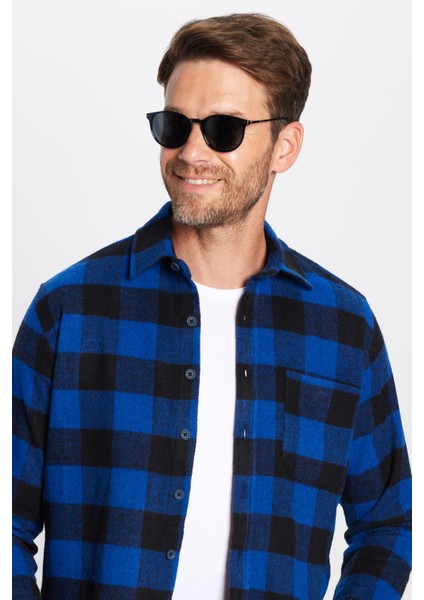 Erkek Klasik Fit Normal Kesim Oduncu Tek Cepli Kareli Kışlık Gömlek