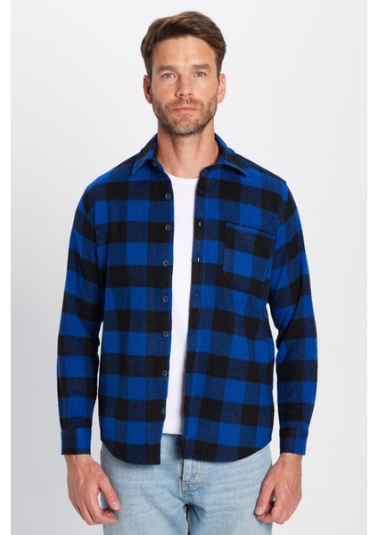 Erkek Klasik Fit Normal Kesim Oduncu Tek Cepli Kareli Kışlık Gömlek modelleri