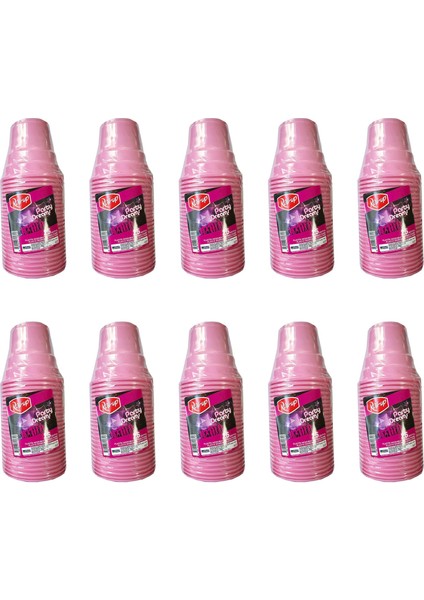 Party Dreams Parti Davet Piknik Renkli Plastik Sert Mika Bardak - Pembe - 25'li 10 Paket