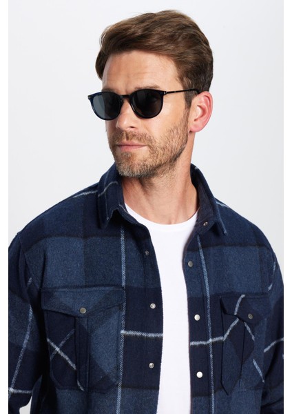 Erkek Relax Fit Rahat Kesim Oduncu Çift Cep Düğmeli Kareli Kışlık Gömlek