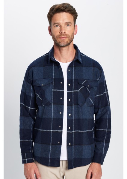 Erkek Relax Fit Rahat Kesim Oduncu Çift Cep Düğmeli Kareli Kışlık Gömlek fiyatları
