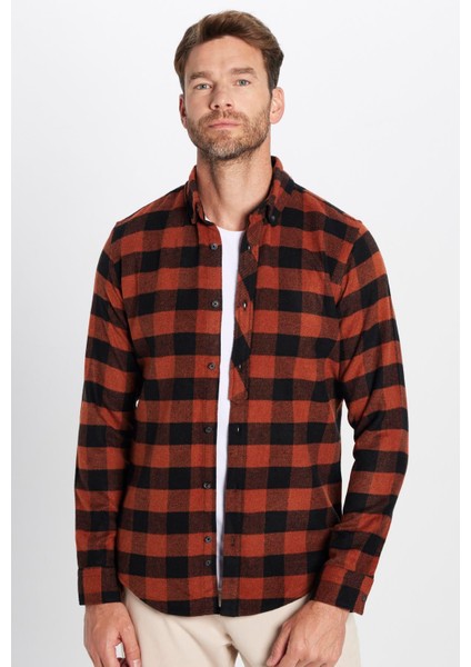 Erkek Slim Fit Dar Kesim Oduncu Düğmeli Yaka Kareli Kışlık Gömlek fiyatları