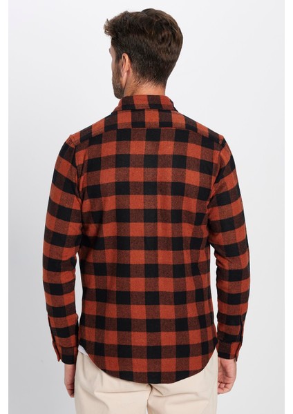 Erkek Slim Fit Dar Kesim Oduncu Düğmeli Yaka Kareli Kışlık Gömlek indirimleri