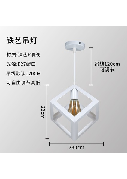 Restoran Lambası Kare Retro Avize Endüstriyel Tarzı Kare Demir Avize Sanat Koridor Lambası (Yurt Dışından)