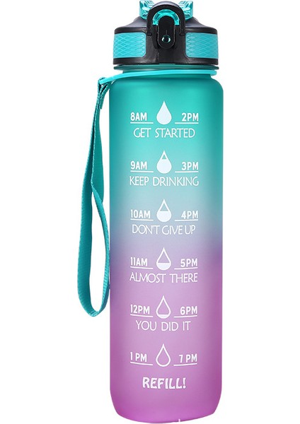 Büyük Kapasiteli 1000ML Açılır Kapaklı Su Isıtıcısı, Degrade Buzlu Plastik Su Bardağı, Taşınabilir Dereceli Saman Spor Bardağı (Yurt Dışından)