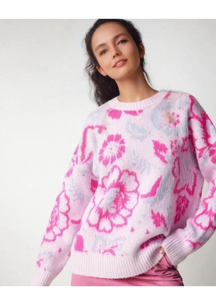 La Lilyum, Çiçek Desen Şardonlu Kadın Kazak indirimleri