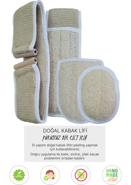 Doğal Kabak Lifi Tahtalı Örme + Eldiven + Oval, Banyo Kesesi, Organik, Cilt Bakımı fiyatları