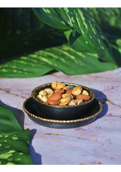 Bakır Çerezlik Gold Eritme Detaylı Tabaklı 2'li (4 Parça) fiyatları