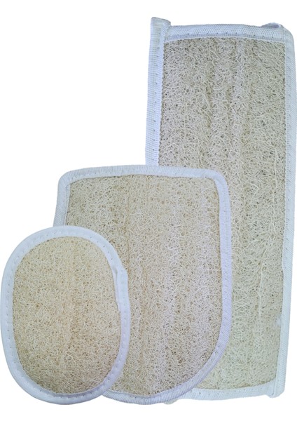 Doğal Kabak Lifi Uzun Sırt + Eldiven + Oval, Banyo Kesesi, Organik, Cilt Bakımı