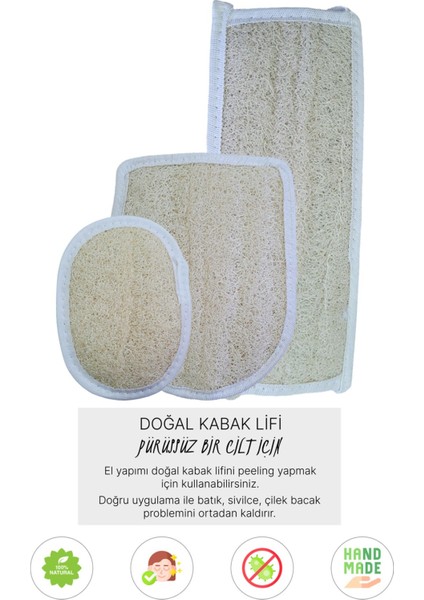 Doğal Kabak Lifi Uzun Sırt + Eldiven + Oval, Banyo Kesesi, Organik, Cilt Bakımı fiyatları