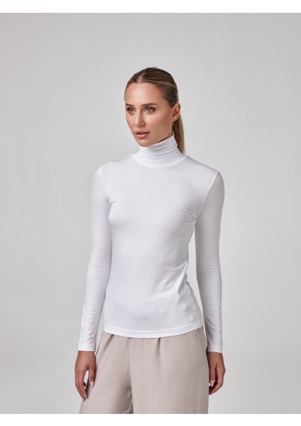 Kadın Uzun Kollu Balıkçı Yaka Bluz Body Fit Kalıp