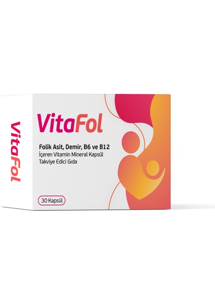 Vitafol Folik Asit, Demir,selenyum, B6 ve B12 Içeren 30 Kapsül