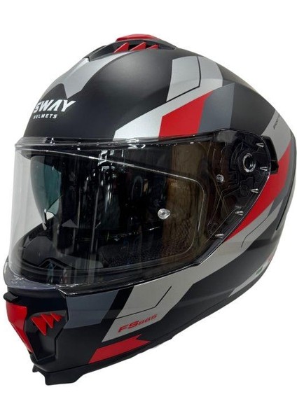 865 Tıtan Black Whıte Red Kask
