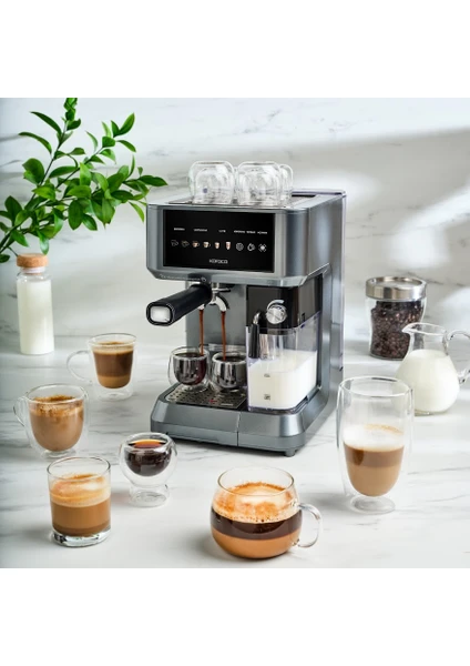 Mycaffe Barista S10 Entegre Süt Hazneli Otomatik Espresso Latte ve Cappuccino Mak. Galaxygrey