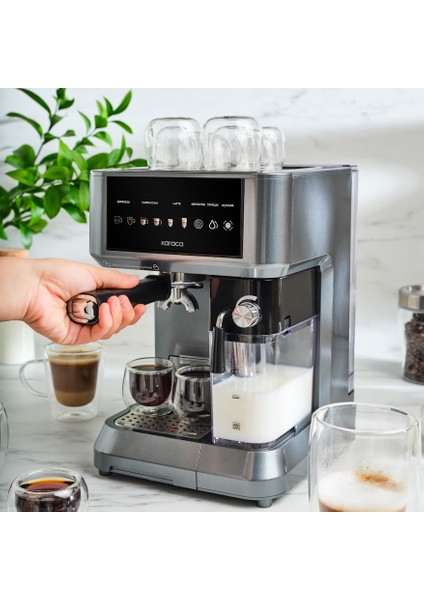 Mycaffe Barista S10 Entegre Süt Hazneli Otomatik Espresso Latte ve Cappuccino Mak. Galaxygrey