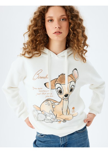 Bambi Lisanslı Baskılı Kapüşonlu Rahat Kalıp Sweatshirt fiyatları