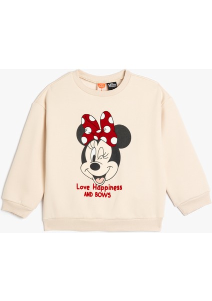 Minnie Mouse Baskılı Sweatshirt Lisanslı Pamuklu Şardonlu