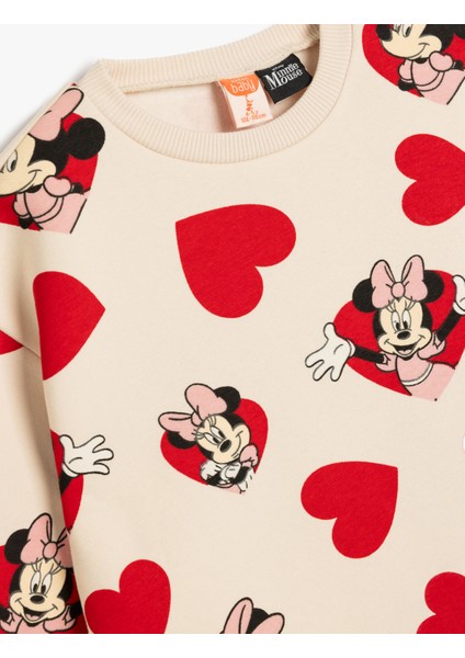 Minnie Mouse Baskılı Sweatshirt Lisanslı Pamuklu Şardonlu modelleri