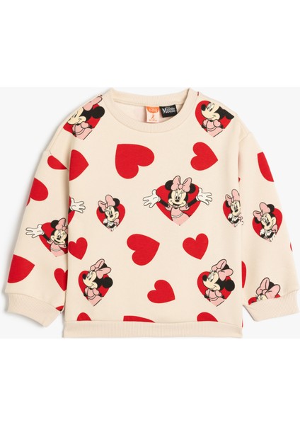 Minnie Mouse Baskılı Sweatshirt Lisanslı Pamuklu Şardonlu