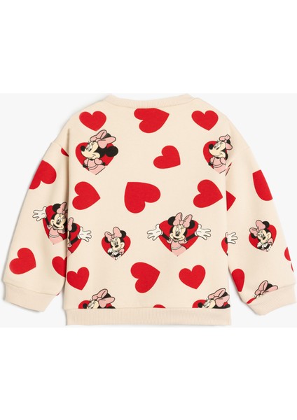 Minnie Mouse Baskılı Sweatshirt Lisanslı Pamuklu Şardonlu