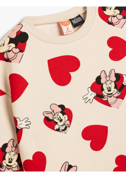 Minnie Mouse Baskılı Sweatshirt Lisanslı Pamuklu Şardonlu