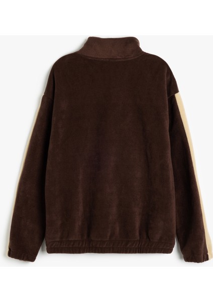 Işlemeli Yarım Fermuarlı Polar Sweatshirt fiyatları