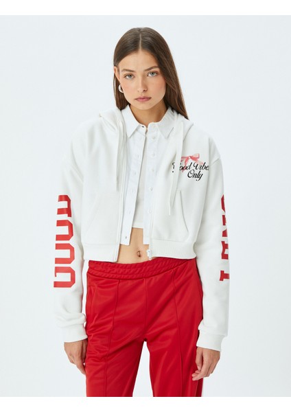 Arkası Baskılı Kapüşonlu Fermuarlı Cepli Sweatshirt modelleri