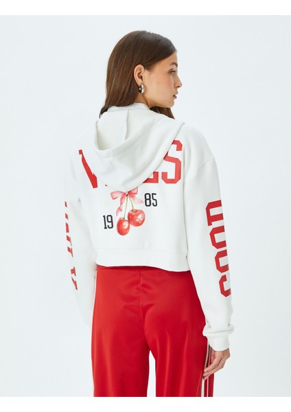 Arkası Baskılı Kapüşonlu Fermuarlı Cepli Sweatshirt fırsatları