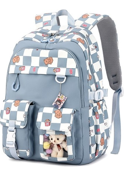 Top One Öğrenci Sırt Çantası Erkek Kız Ekose Baskı Sırt Çantaları Ilkokul Çantaları Hafif Su Geçirmez (Yurt Dışından)