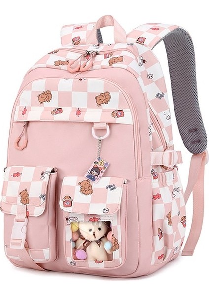 Top One Öğrenci Sırt Çantası Erkek Kız Ekose Baskı Sırt Çantaları Ilkokul Çantaları Hafif Su Geçirmez (Yurt Dışından)