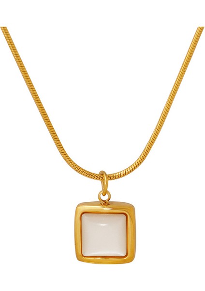 Kare Beyaz Deniz Kabuğu Kolye (Yurt Dışından)