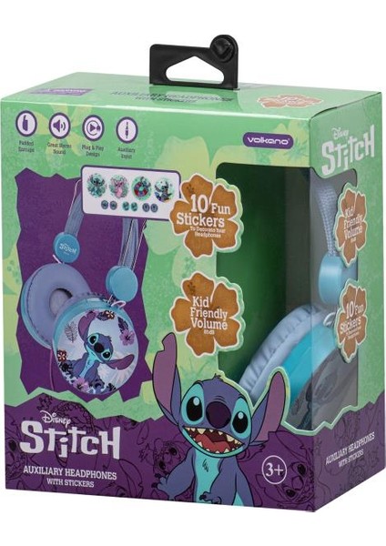 Disney Stitch Kablolu Kulaklık Çocuk Kulaklığı Lisanslı Hediye Stıckerlı DY-10903-ST