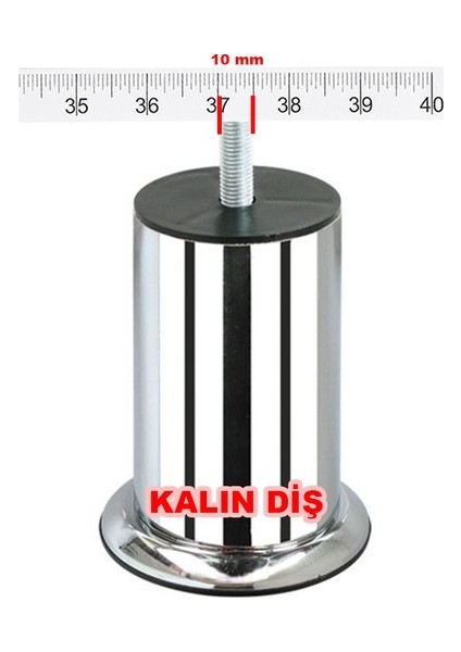 Doruk Vidalı Baza Koltuk Dolap Metal Krom Ayak 3/8 Diş M/10 15 cm