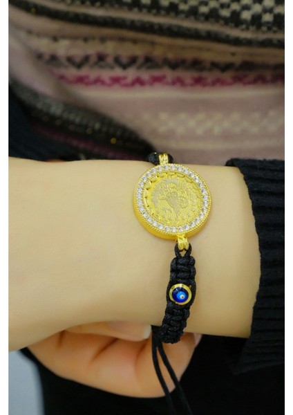 Tuğralı Nazar Boncuklu Ipli Bileklik
