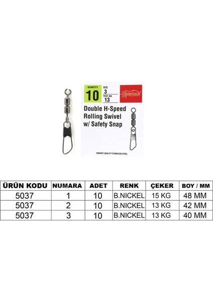 5037 Double Fırdöndülü Speed Klips 10'lu Paket Black Nikel
