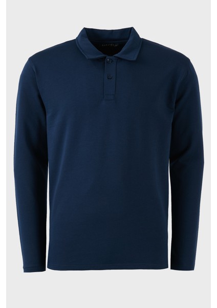 Streç Pamuklu Regular Fit Düğmeli Polo Yaka Sweat Erkek Sweat 5905727
