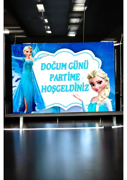 Frozen Temalı "doğum Günüme Hoş Geldiniz" Banner - Doğum Günü Partileri Için Renkli ve Eğlenceli