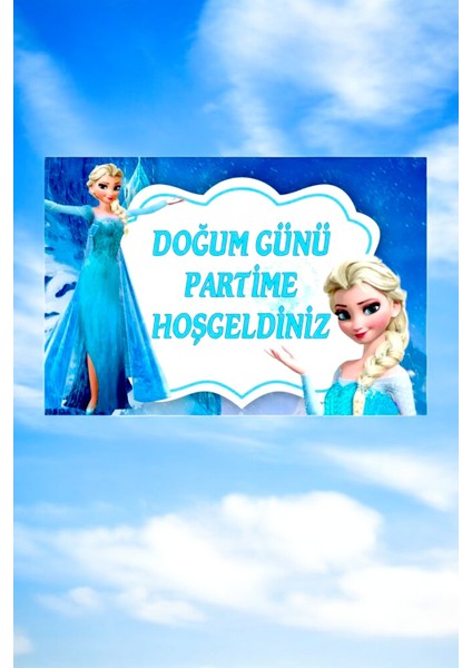 Frozen Temalı "doğum Günüme Hoş Geldiniz" Banner - Doğum Günü Partileri Için Renkli ve Eğlenceli